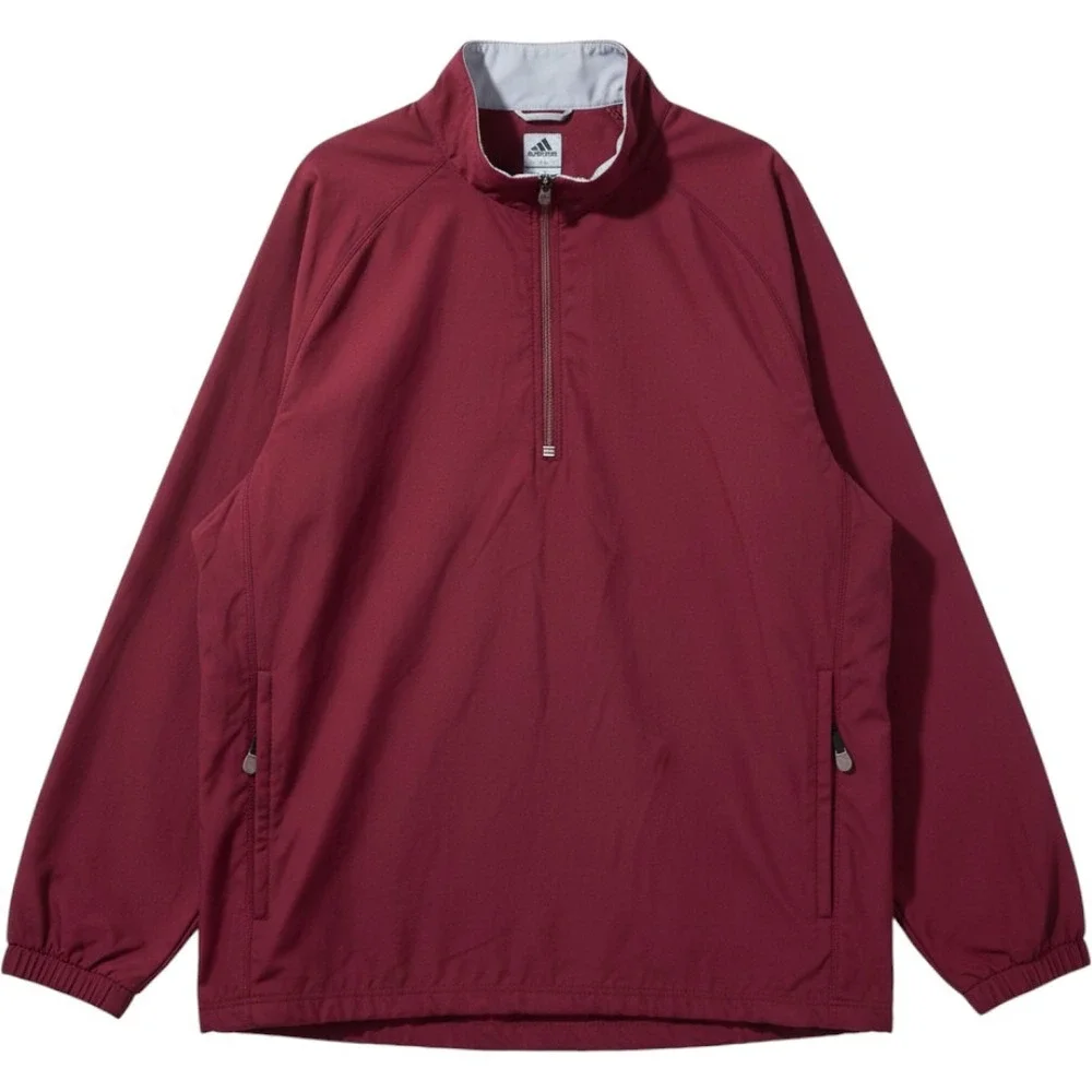 Adidas Men Maroon‎ Quarter-Zip Pullover Jacket ClimaShell Wind XL Pocket Lightwt